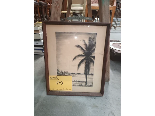 Lot 103 - kader met ets - afbeelding 1 van  4
