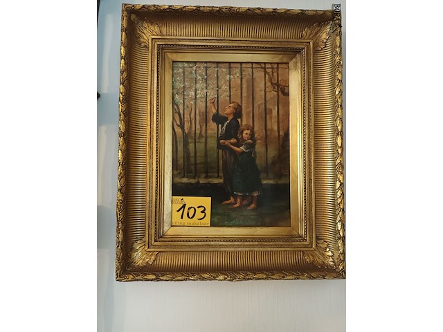Lot 103 - schilderij jongen en meisje - afbeelding 1 van  5