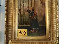 Lot 103 - schilderij jongen en meisje - afbeelding 1 van  5