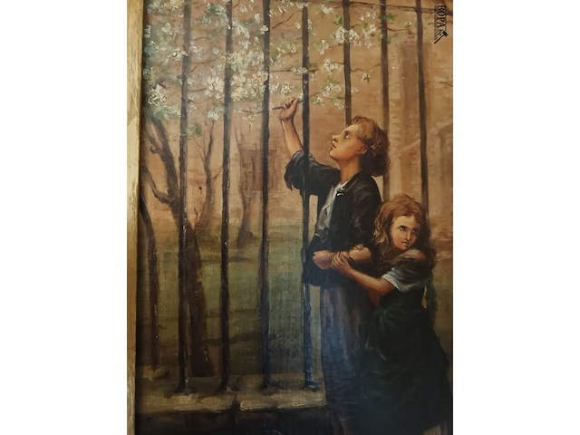 Lot 103 - schilderij jongen en meisje - afbeelding 3 van  5