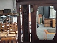 Lot 104 - antieken houten halmeubel/kapstok met spiegel, opbergvak en - afbeelding 2 van  8