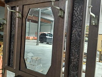 Lot 104 - antieken houten halmeubel/kapstok met spiegel, opbergvak en - afbeelding 4 van  8