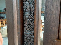 Lot 104 - antieken houten halmeubel/kapstok met spiegel, opbergvak en - afbeelding 6 van  8