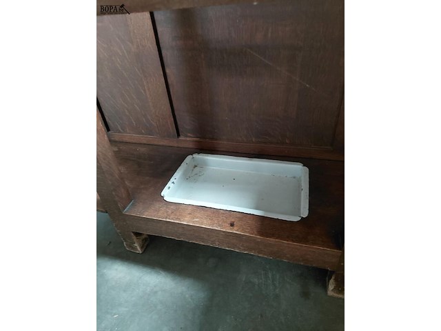 Lot 104 - antieken houten halmeubel/kapstok met spiegel, opbergvak en - afbeelding 8 van  8