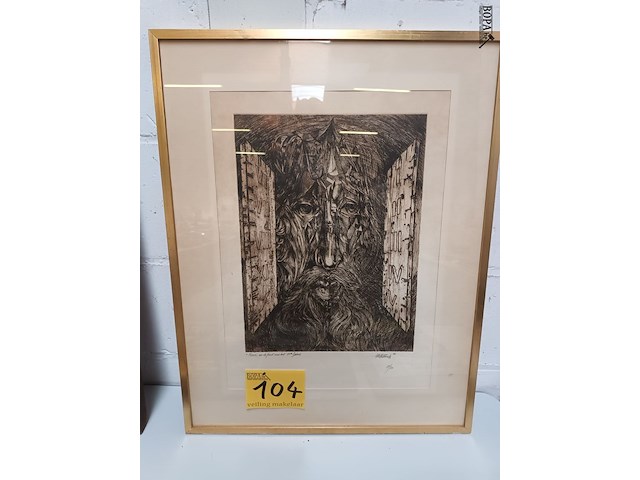 Lot 104 - kader met kunstwerk - afbeelding 1 van  5