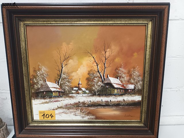 Lot 104 - schilderij sneeuwlandschap - afbeelding 1 van  4