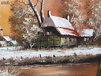 Lot 104 - schilderij sneeuwlandschap - afbeelding 3 van  4