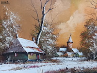 Lot 104 - schilderij sneeuwlandschap - afbeelding 4 van  4