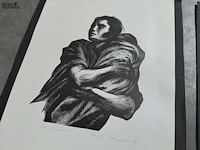 Lot 106 - houtsnede op papier 16/50 - kinderkopf dombrowski en linosne - afbeelding 5 van  5