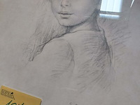 Lot 107 - lithografie print 1974 - portret jong meisje giuseppe tarant - afbeelding 1 van  2