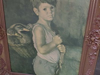 Lot 109 - afbeelding - kind met eenden in gebroken lijst - afbeelding 1 van  3