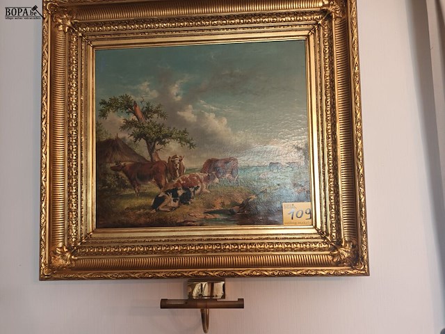 Lot 109 - schilderij met koeien - afbeelding 1 van  7