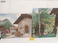 Lot 109 - schilderij op paneel. 2 stuks - afbeelding 1 van  5