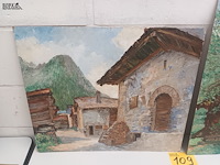 Lot 109 - schilderij op paneel. 2 stuks - afbeelding 3 van  5