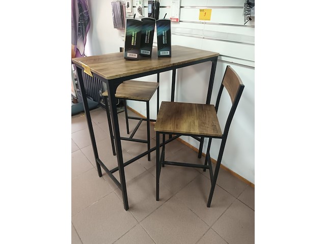 Lot 11 - hoge tafel met 2 stoelen - afbeelding 2 van  3