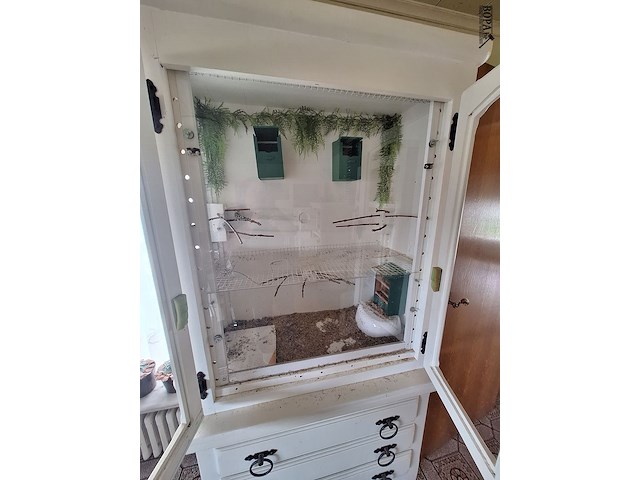 Lot 11 - witte houten vitrine kast - afbeelding 2 van  4
