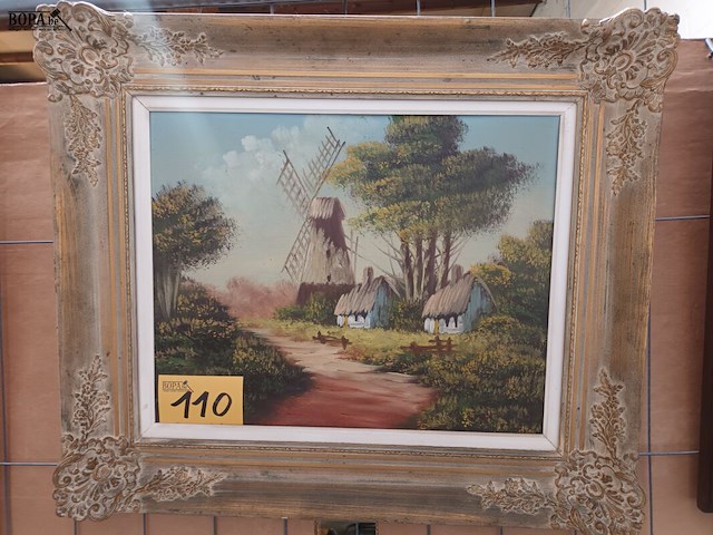 Lot 110 - schilderij met molen - afbeelding 1 van  3