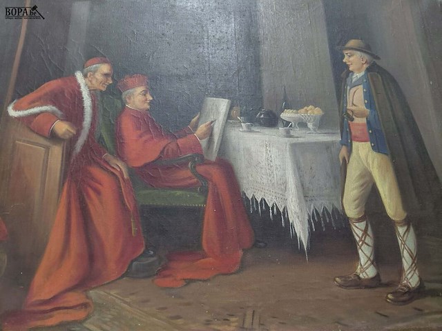 Lot 110 - schilderij op doek olieverf - christelijke vertoning kardina - afbeelding 1 van  3