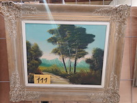 Lot 111 - schilderij landschap met bomen - afbeelding 1 van  3