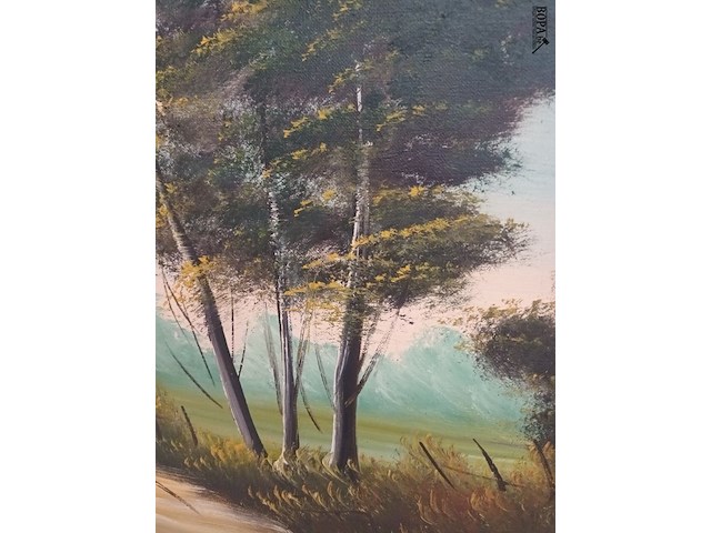 Lot 111 - schilderij landschap met bomen - afbeelding 2 van  3