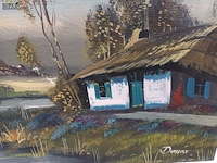 Lot 112 - schilderij dorp met molen - afbeelding 3 van  3