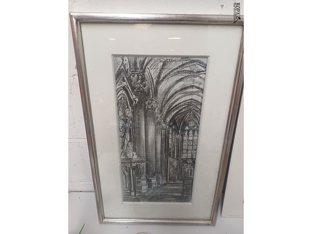 Lot 112 - tekeningen kerkinterieur. 4 stuks - afbeelding 5 van  8