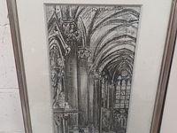 Lot 112 - tekeningen kerkinterieur. 4 stuks - afbeelding 5 van  8