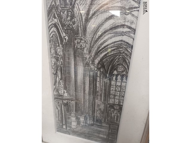 Lot 112 - tekeningen kerkinterieur. 4 stuks - afbeelding 6 van  8