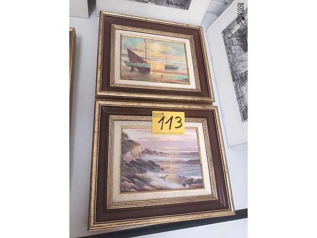 Lot 113 - schilderijen zeezicht. 2 stuks - afbeelding 1 van  6