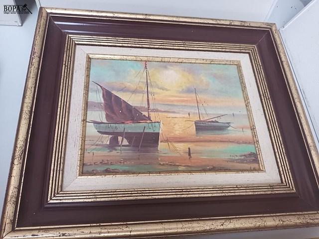 Lot 113 - schilderijen zeezicht. 2 stuks - afbeelding 2 van  6