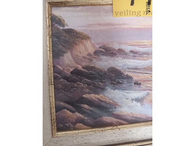 Lot 113 - schilderijen zeezicht. 2 stuks - afbeelding 4 van  6