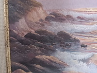 Lot 113 - schilderijen zeezicht. 2 stuks - afbeelding 4 van  6