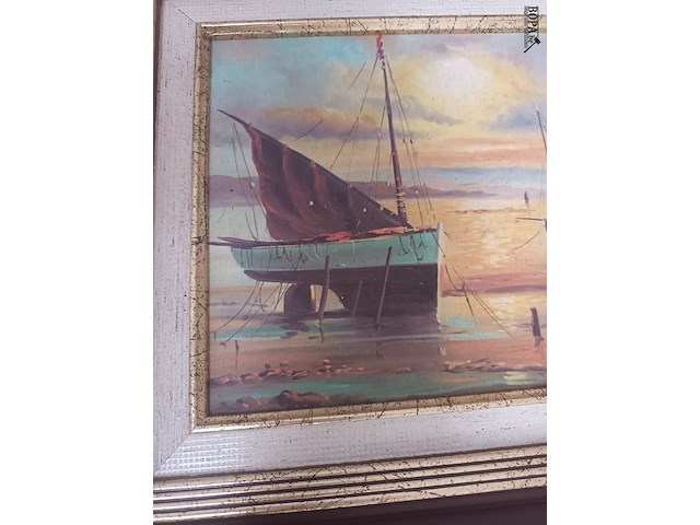 Lot 113 - schilderijen zeezicht. 2 stuks - afbeelding 5 van  6