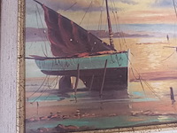 Lot 113 - schilderijen zeezicht. 2 stuks - afbeelding 5 van  6