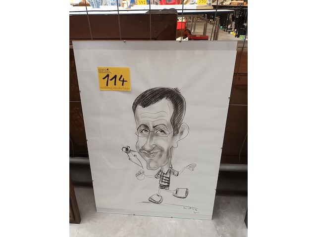 Lot 114 - kader met potloodtekening - afbeelding 1 van  3