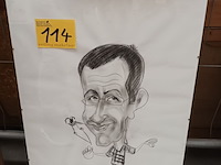 Lot 114 - kader met potloodtekening - afbeelding 1 van  3