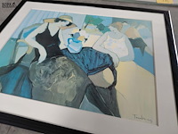 Lot 114 - reproductie - vrouwelijk figuur op terras - itzelek tarkey - afbeelding 1 van  2