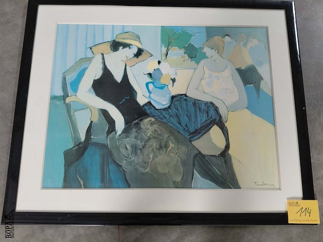 Lot 114 - reproductie - vrouwelijk figuur op terras - itzelek tarkey - afbeelding 2 van  2