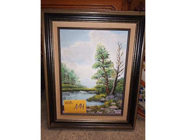 Lot 114 - schilderij in kader. gesigneerd - afbeelding 1 van  3