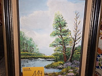 Lot 114 - schilderij in kader. gesigneerd - afbeelding 1 van  3