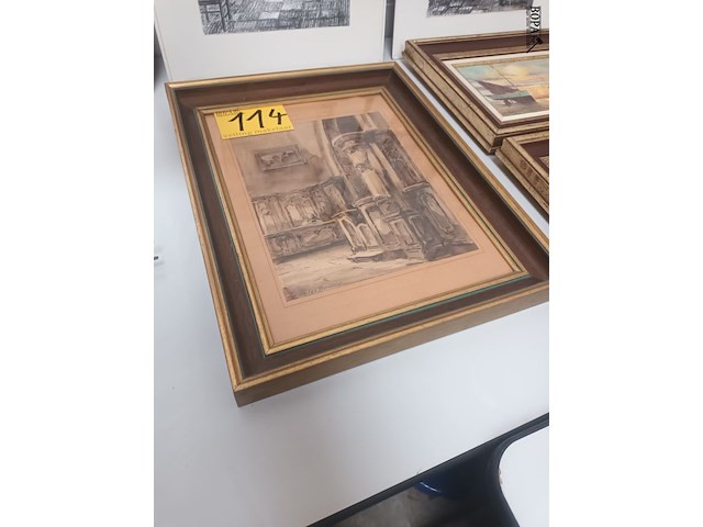 Lot 114 - schilderij kerkinterieur - afbeelding 4 van  4