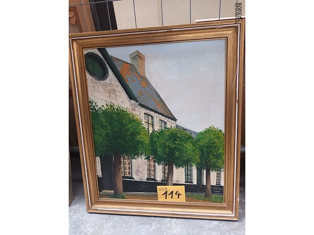 Lot 114 - schilderij straatzicht - afbeelding 1 van  3