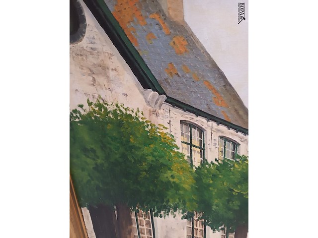 Lot 114 - schilderij straatzicht - afbeelding 2 van  3