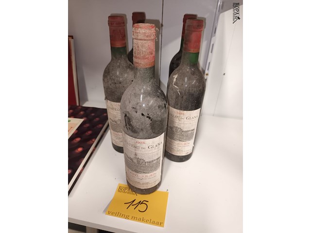 Lot 115 - flessen rode wijn 1975. 5 stuks - afbeelding 1 van  3