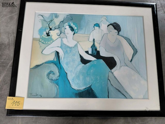 Lot 115 - reproductie - elegante vrouwen genietend van thee moment - i - afbeelding 1 van  2