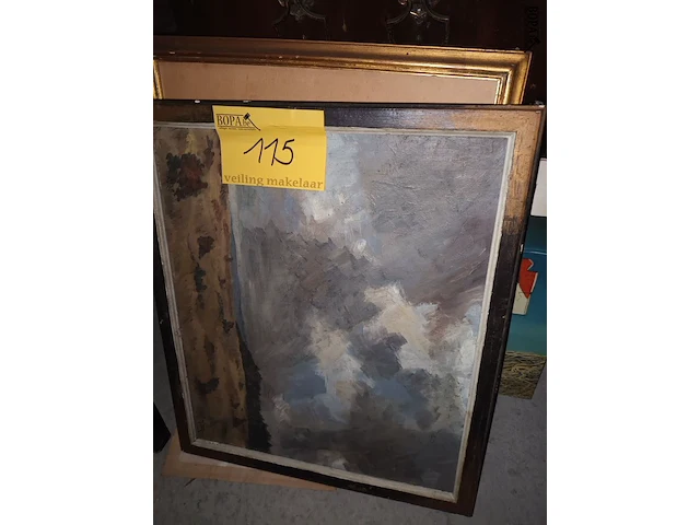 Lot 115 - schilderijen en tekeningen. 9 stuks - afbeelding 2 van  5