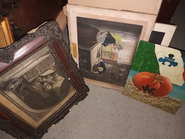 Lot 115 - schilderijen en tekeningen. 9 stuks - afbeelding 4 van  5