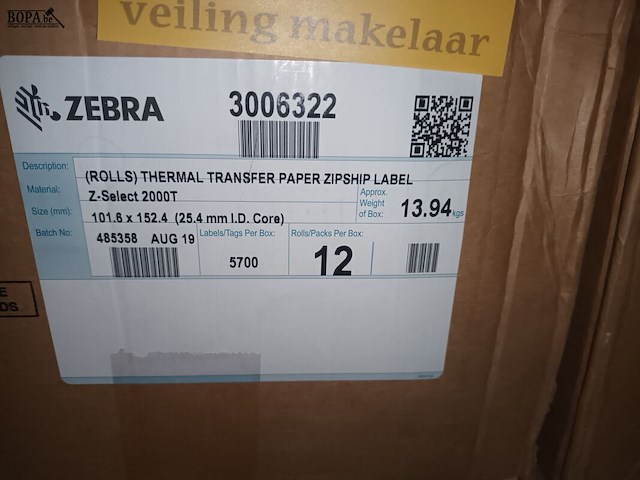 Lot 115 - thermische etiketten zebra - afbeelding 3 van  4