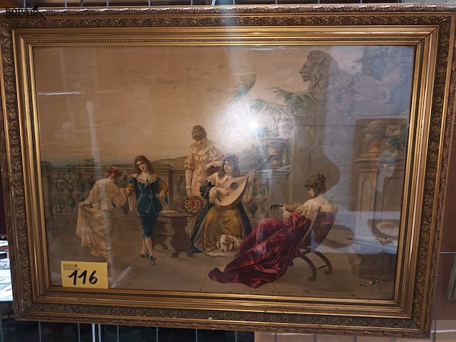 Lot 116 - vergulde lijst met dansend koppel - afbeelding 1 van  4