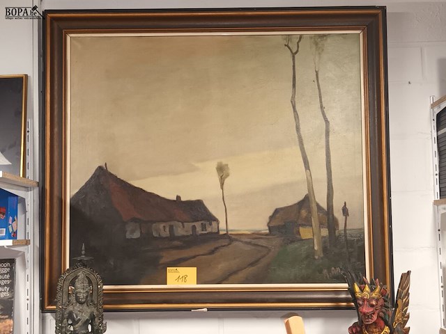 Lot 118 - schilderij hoeve - afbeelding 1 van  4